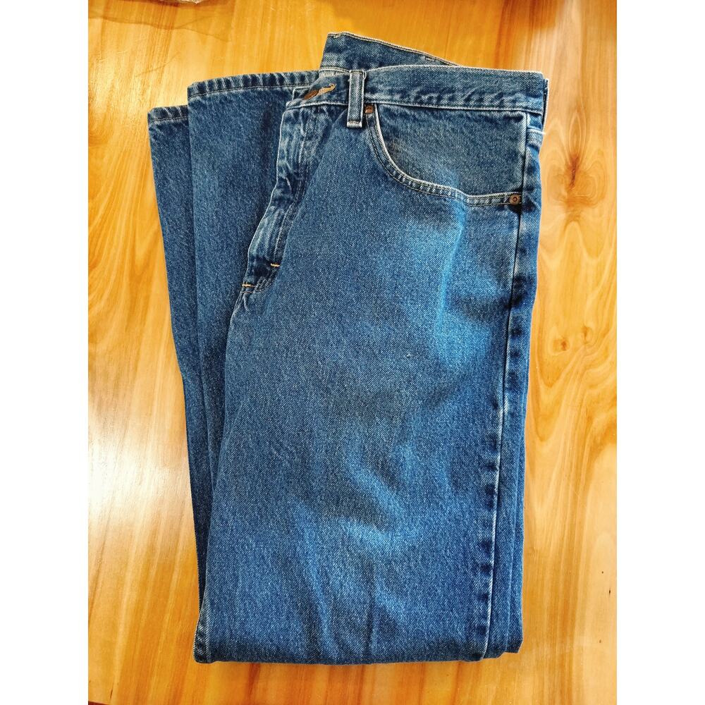 Wrangler 35x32 Regular Fit Jeans Men Blue Denim Straight Leg Cotton - Picture 7 of 9